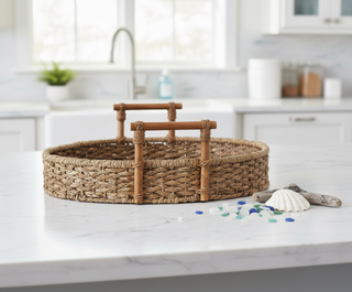 Hand Woven Bankuan and Rattan Trays with Handles
