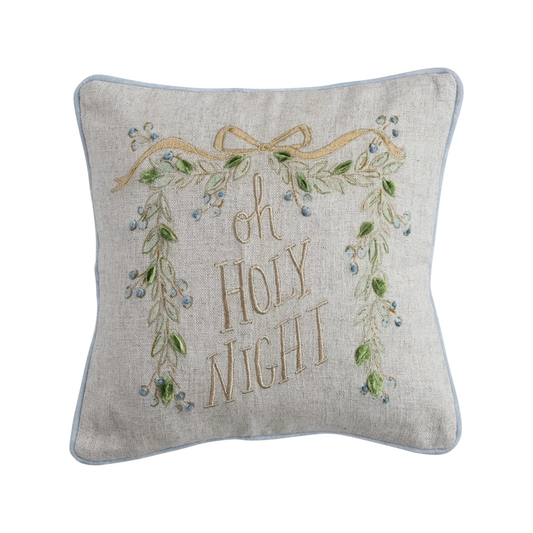 16" Square Cotton & Linen Printed Pillow with Velvet Back