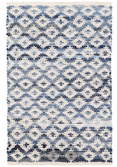 Denim Rag Diamond Ivory Woven Rug 2x3