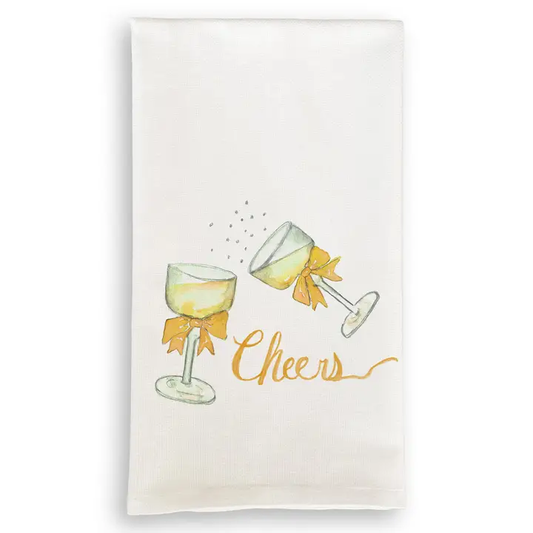White Champagne with Bows Dishtowel