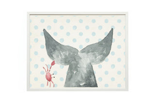 Watercolor Whale Tale with Crab with Geometric Background B
