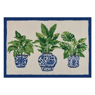 Botanical Blue Hook Rug   Sally Eckman Roberts
