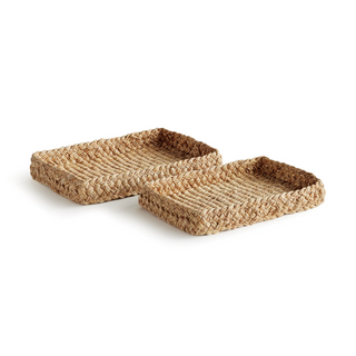 Abaca French Braided Square Trays   Set of 2
