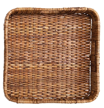 Hand-Woven Rattan Trays with Handles - Large