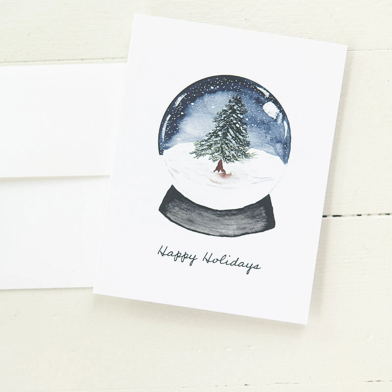 Winter Snow Globe Note Card (Single Card with Envelope)