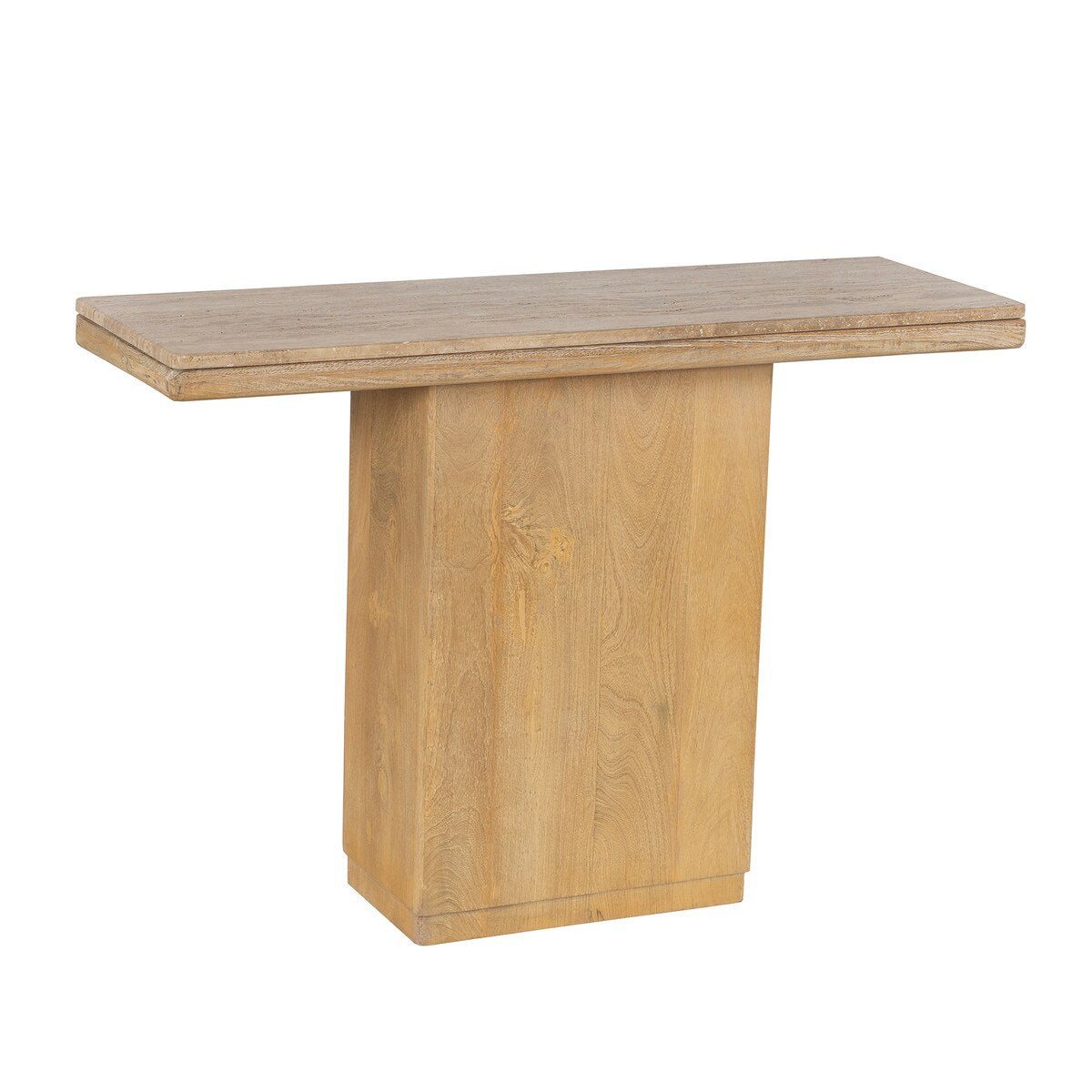 Travertine Top Wooden Console Table