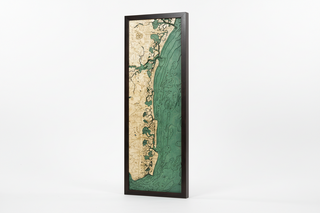 New Jersey South Shore 3 D Nautical Wood Chart, Narrow   13.5" x 43"
