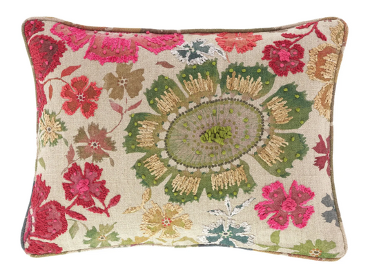 Peruvian Flower Embroidered Decorative Pillow - 16" Lumbar