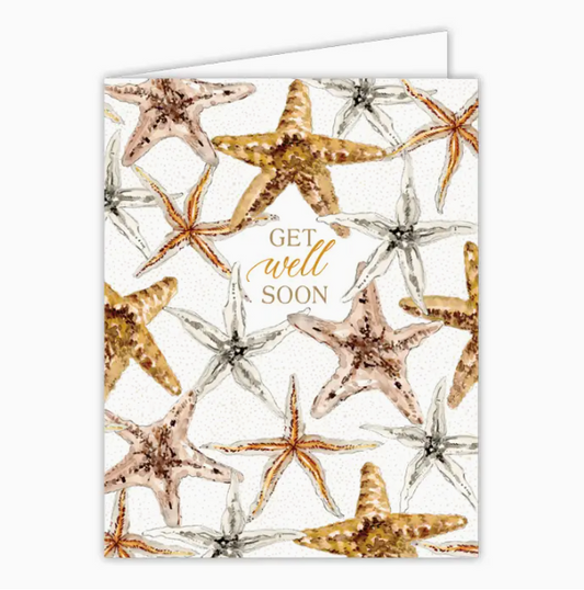 Get Well Soon Coastal Starfish Pattern Greeting Card