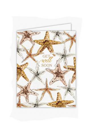 Get Well Soon Coastal Starfish Pattern Greeting Card
