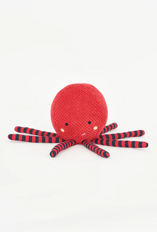 Red Striped Cuddly Octopus Toy