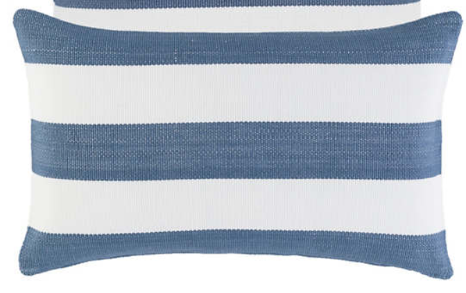 Catamaran Stripe Denim/White Indoor/Outdoor Lumbar