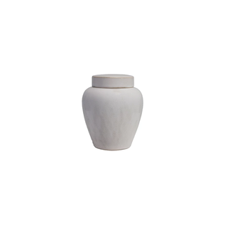 Rd Decorative Stoneware Ginger Jar w Pattern, White
