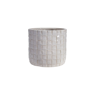 Stoneware Planter with Woven Pattern (Holds 7" Pot)
