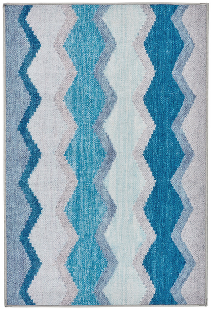 Safety Net Blue Machine Washable Rug