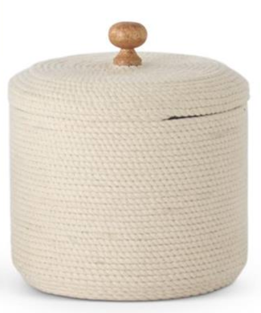 Rope Wrapped Wood Lidded Container Small