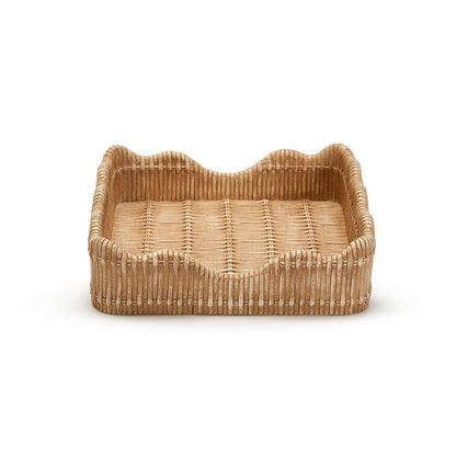 Scalloped Edge Basket Weave Pattern Napkin Holder