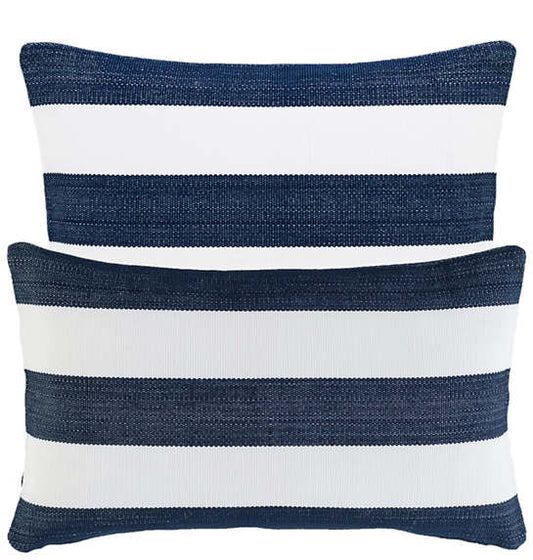 Catamaran Stripe Navy/White Indoor/Outdoor 21x21 Pillow