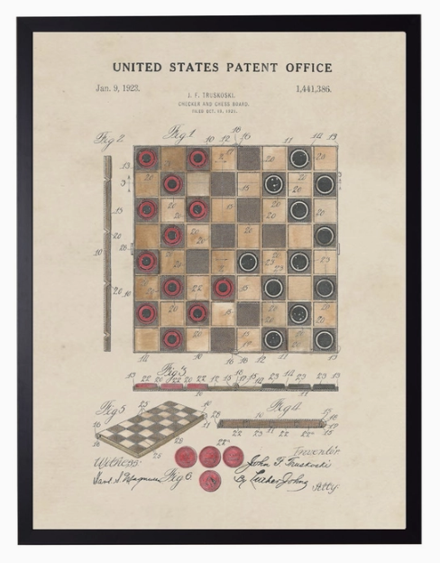 Watercolor Checkers Patent - Online Only