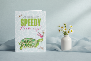 Greeting Card   Handpainted Hope You're Feeling Bright & Better Soon Sweet Flowers

