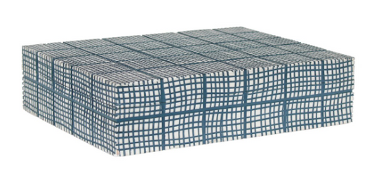 Abstract Grid Decorative Box, 12''W, Blue and Ivory