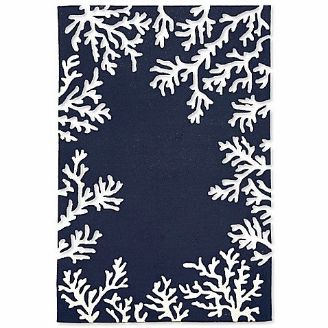 Coral Border Navy Rug 24x36