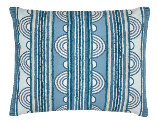 Button Embroidered Decorative Pillow - French Blue - 16" Lumbar