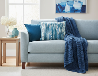 Button Embroidered Decorative Pillow   French Blue   16" Lumbar
