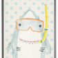 Watercolor Shark with Geometric Background B - Online Only