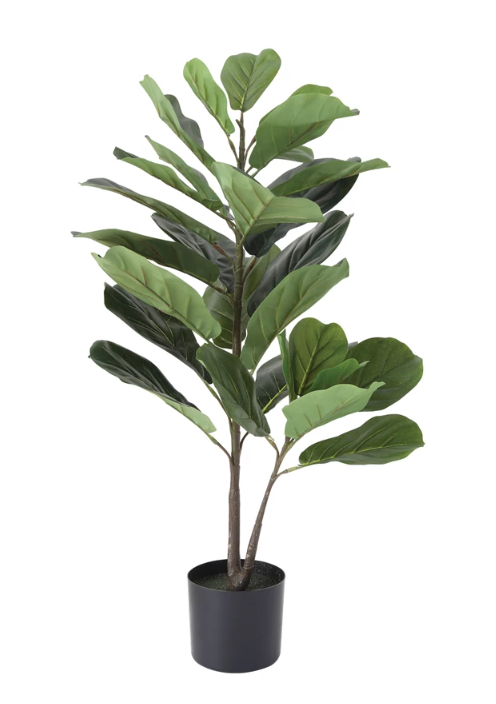 Faux Fiddle Fig Leaf Plant in Pot