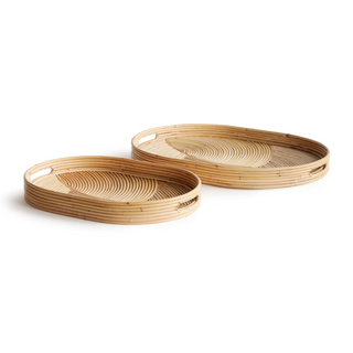 Jelani Cane Oval Trays   Set of 2
