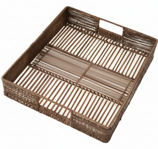 Hand Woven Decorative Bamboo & Jute Trays with Handles
