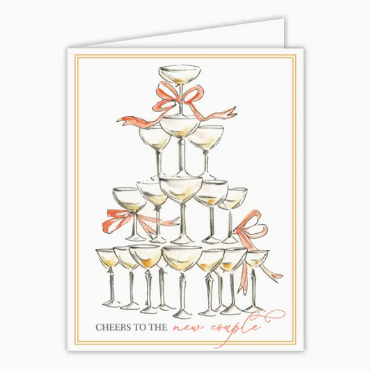 Greeting Card Cheers to the New Couple Champagne Glass Tower