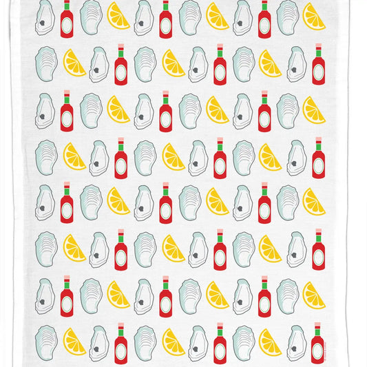 Oysters and Hot Sauce Organic Cotton Hand Towel