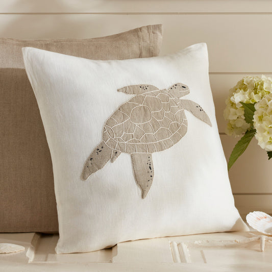 Sea Turtle Pillow - Linen - Porch 18"x18"