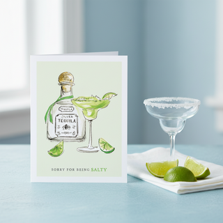 Greeting Card Sorry For Being Salty Handpainted Tequila

