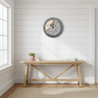 16" Seven Mile Island Clock   Deep Blue/Driftwood Gray
