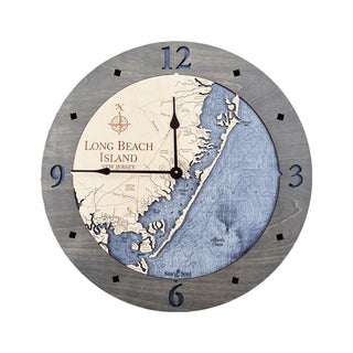 16" Long Beach Island Clock   Deep Blue/Driftwood Gray
