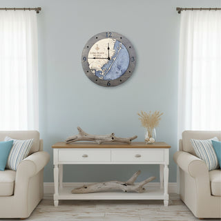 16" Long Beach Island Clock   Deep Blue/Driftwood Gray
