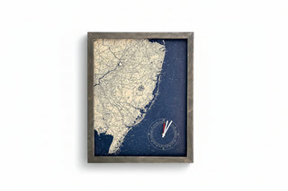New Jersey Coast Framed Tide & Time Clock
