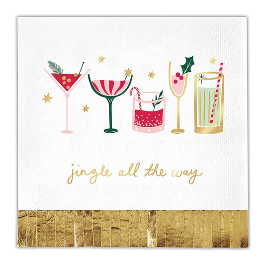 Foil Fringe Napkin - Jingle all the Way