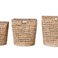 Hand-Woven Water Hyacinth & Metal Baskets w/ Handles Large