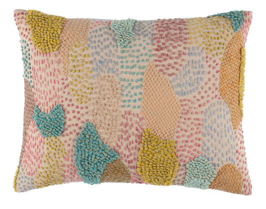 Zinnia Embroidered Decorative Pillow - 16" Lumbar