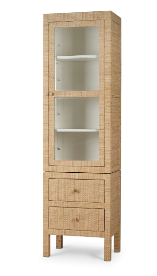 Kagu Tall Cabinet w/ Rattan Natural Architectural White (RNAT/HRW)