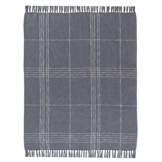 Farmhouse Blue/Ivory Plaid Cotton Blend Throw Blanket
