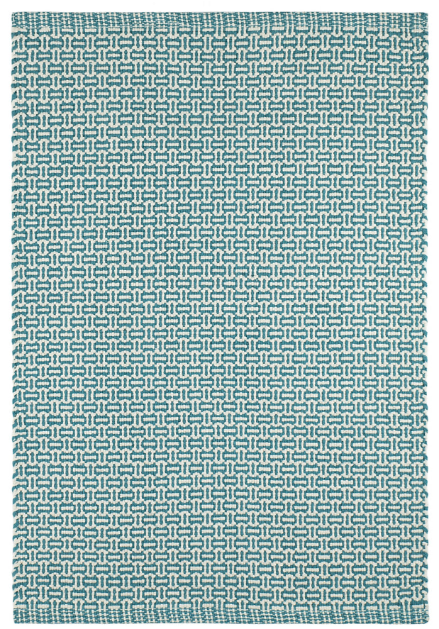 Miss Muffet Teal Handwoven Cotton Rug 2x3