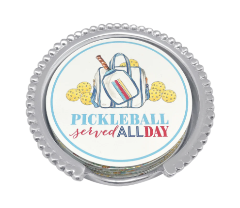 Pickleball Served All Day Beaded Coaster Set