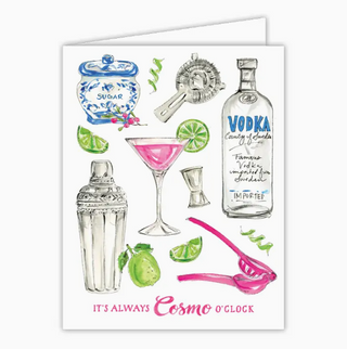 Greeting Card   Handpainted It's Always Cosmo O'Clock

