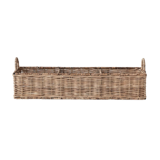 Hand Woven Rattan Basket w/ 3 Sections & Handles, Natural
