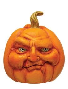 5-1/4"H - 7"H Resin Pumpkin w/ Face, Orange Color - Medium